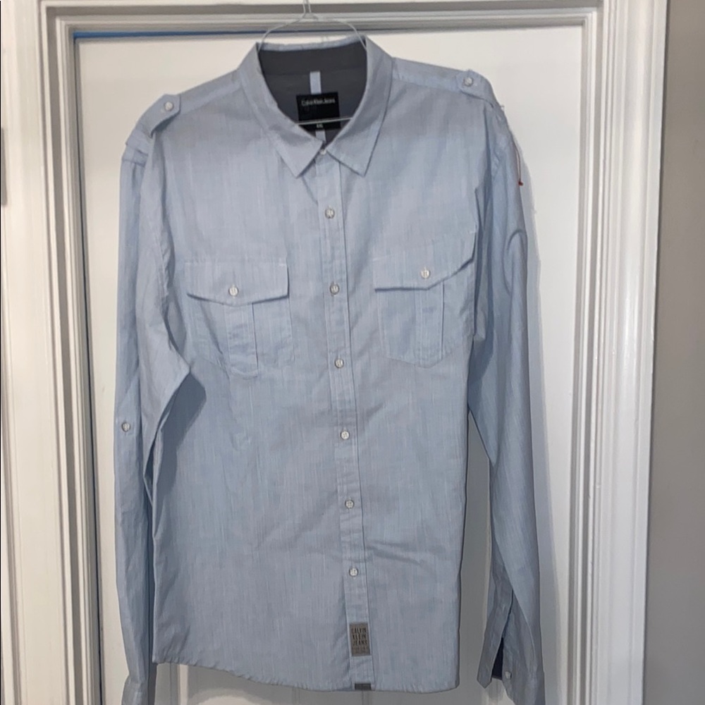 Calvin Klein Blue Casual Button Down Shirt Long Sleeve size xxl